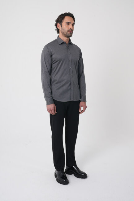 Platinum Regular Fit Antrasit Pamuk Erkek Gömlek - 4