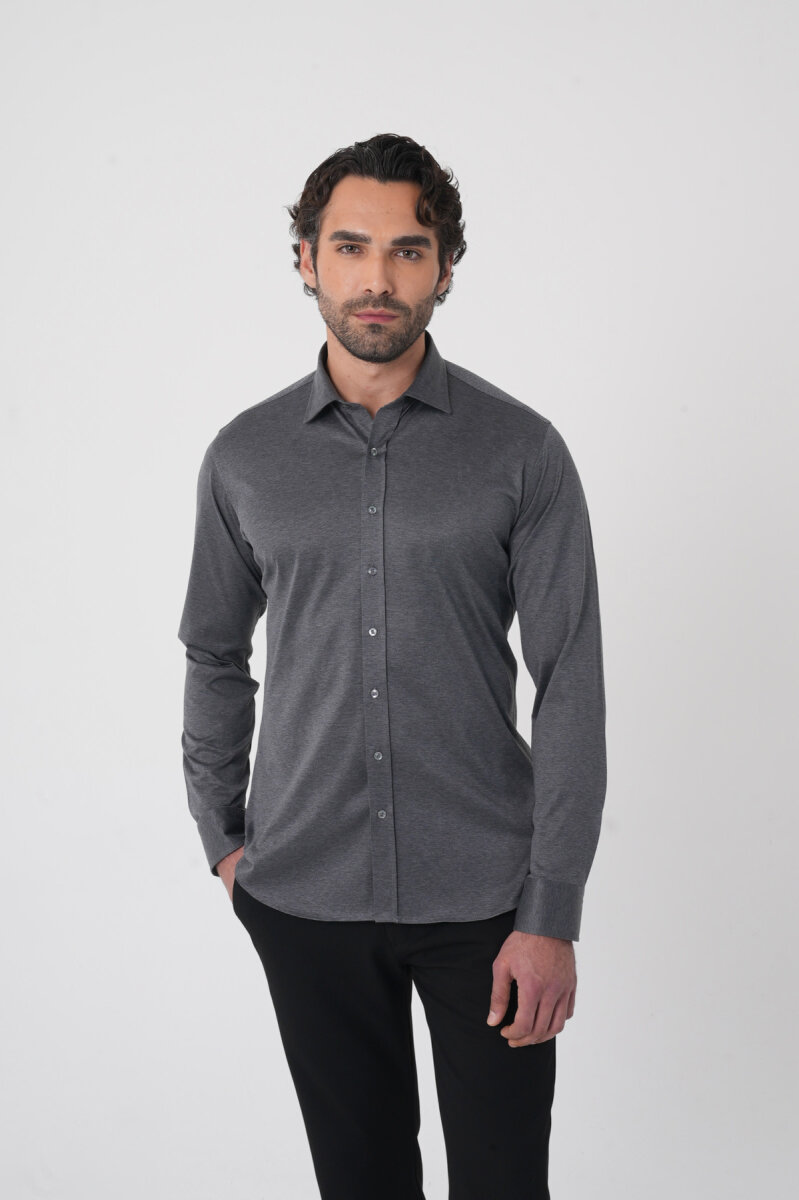 Platinum Regular Fit Antrasit Pamuk Erkek Gömlek - 2
