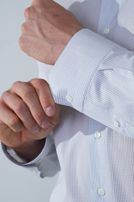 Platinum Regular Fit Kareli Beyaz Erkek Gömlek (3)