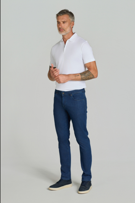 Lacivert Denim Pamuklu 5 Cepli Erkek Pantolon - 3