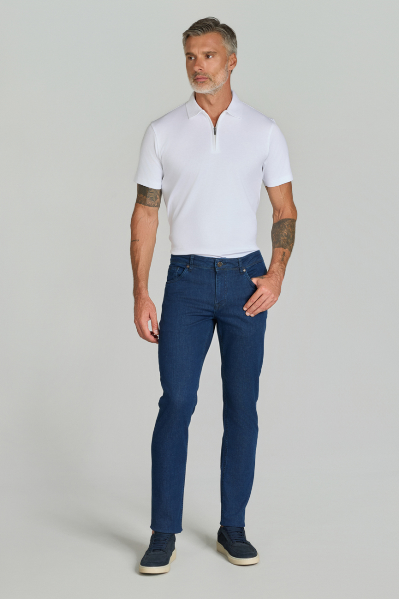 Lacivert Denim Pamuklu 5 Cepli Erkek Pantolon - 5