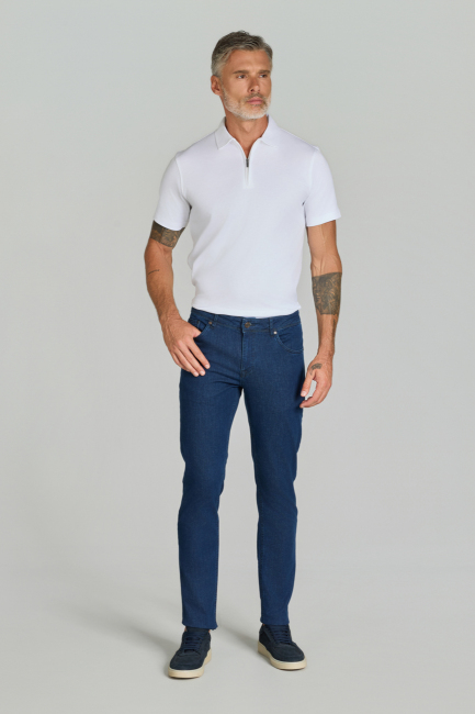 Lacivert Denim Pamuklu 5 Cepli Erkek Pantolon