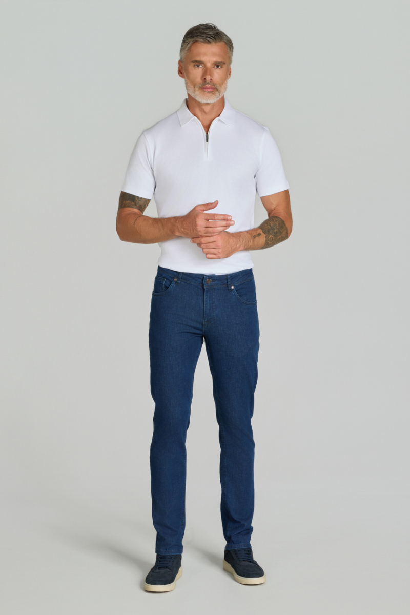 Lacivert Denim Pamuklu 5 Cepli Erkek Pantolon - 6