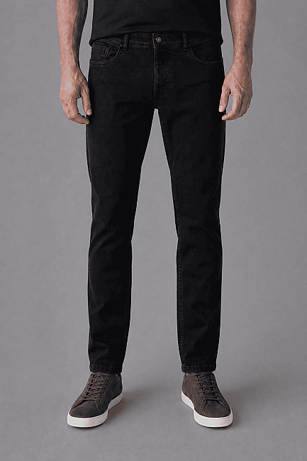 Antrasit Denim Fermuarlı Yikamali Jean Pantolon