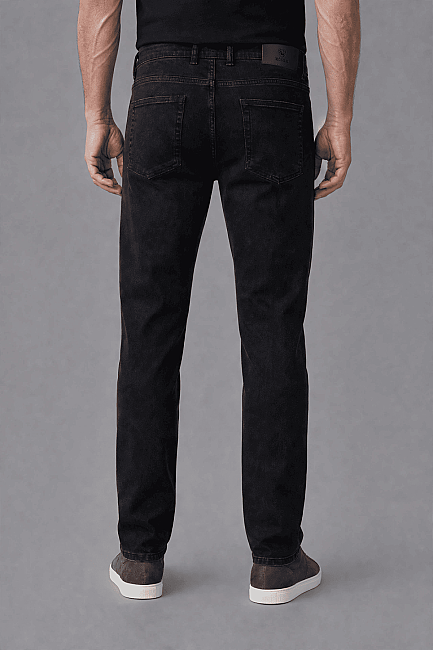 Antrasit Denim Fermuarlı Yikamali Jean Pantolon (1)
