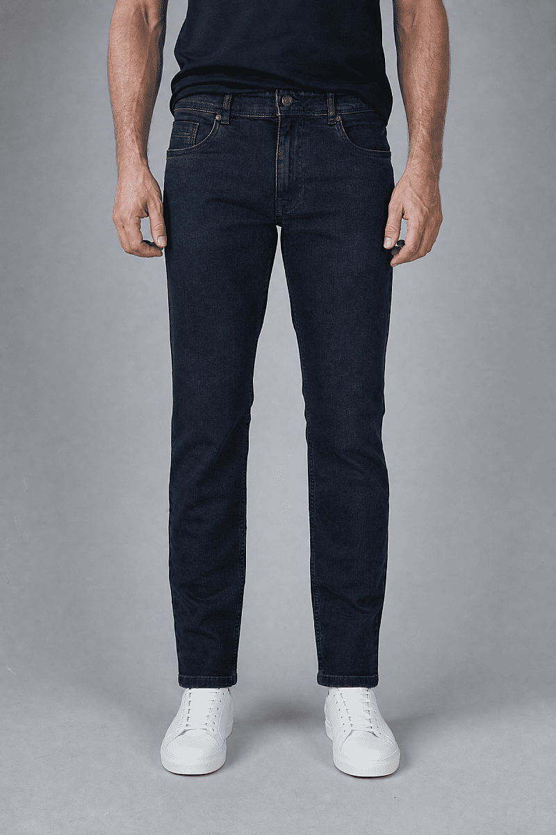 Lacivert Denim Fermuarlı Yikamali Jean Pantolon - 1