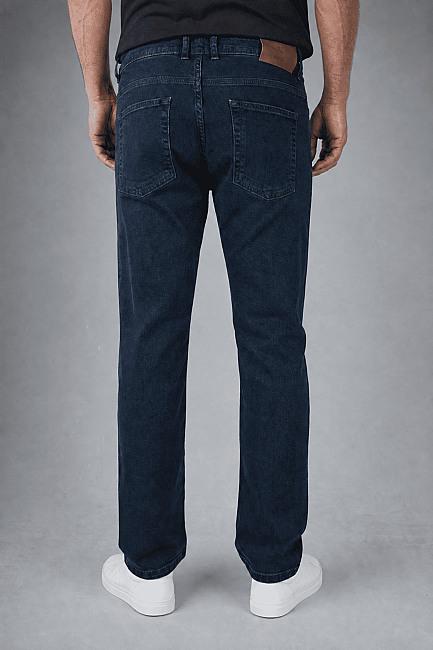 Lacivert Denim Fermuarlı Yikamali Jean Pantolon (1)