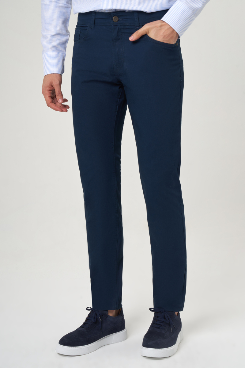 Lacivert Pamuk 5 Cepli Spor Erkek Pantolon - 1