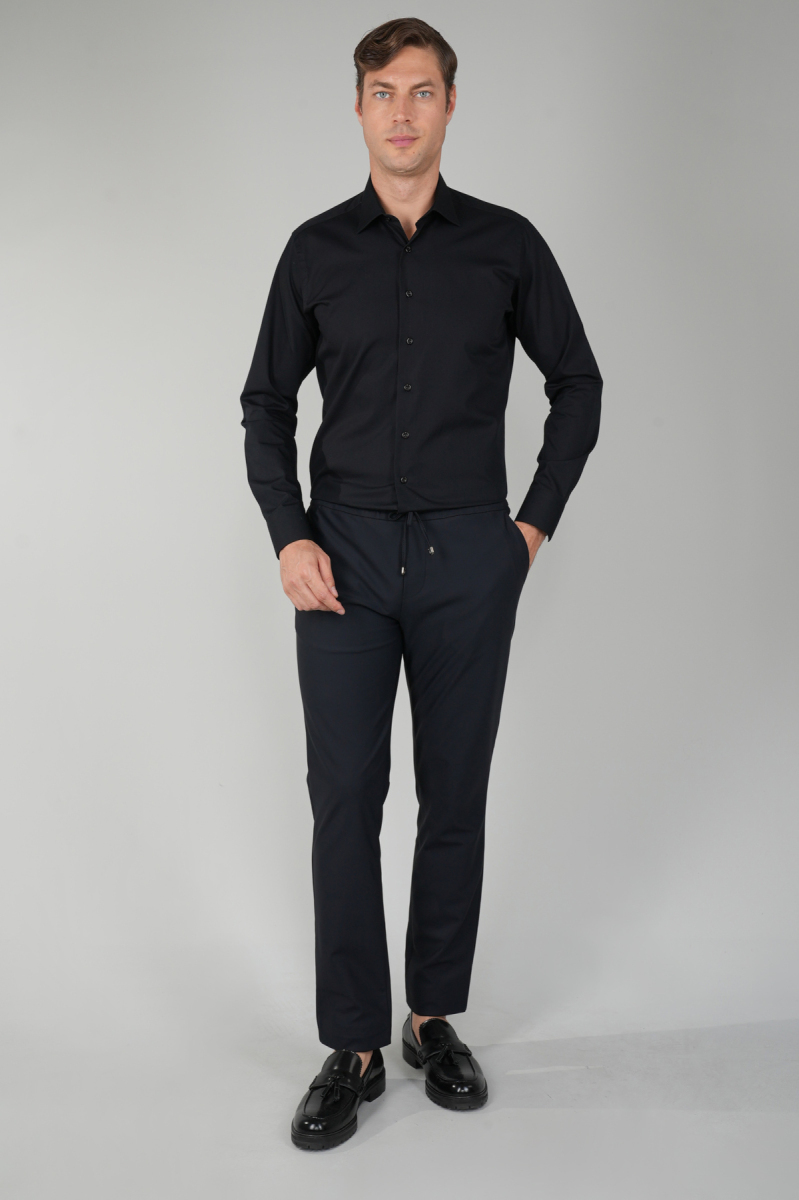 Siyah Jagger Lastikli Polyamid Polyester Erkek Pantolon - 5