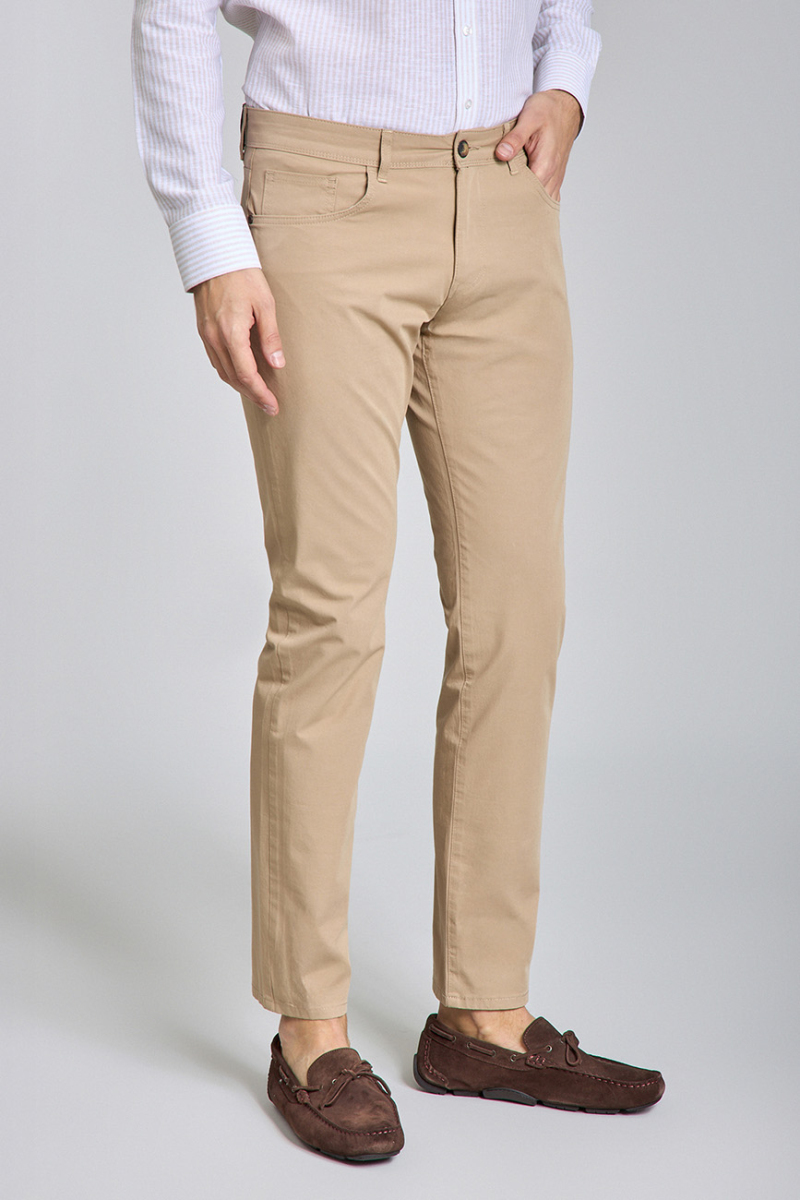 Bej Pamuk 5 Cepli Spor Erkek Pantolon - 1