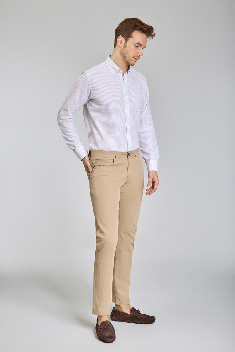 Bej Pamuk 5 Cepli Spor Erkek Pantolon - 4