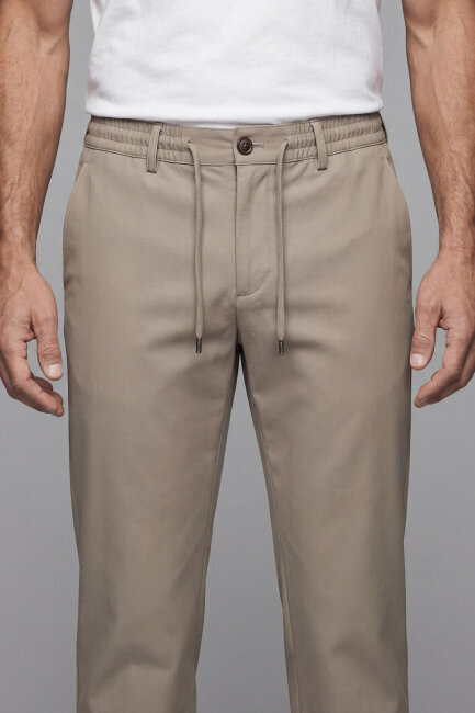 Erkek Lastikli Bağcıklı Spor Jagger Bej Pantolon - 5