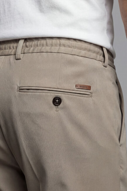 Erkek Lastikli Bağcıklı Spor Jagger Bej Pantolon - 4