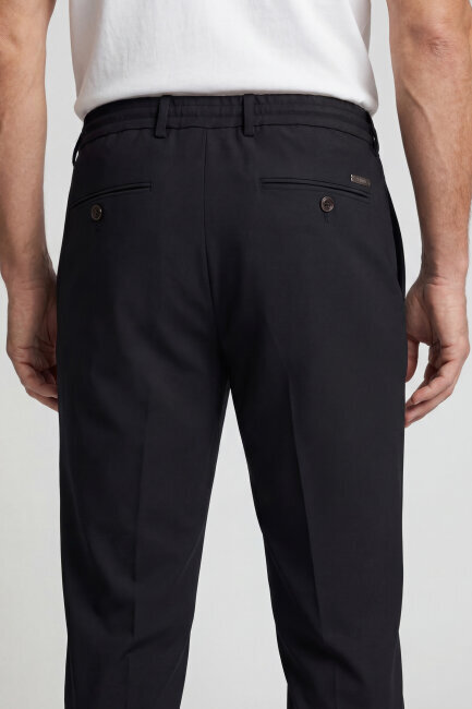 Erkek Lastikli Bağcıklı Spor Jagger Siyah Pantolon - 2