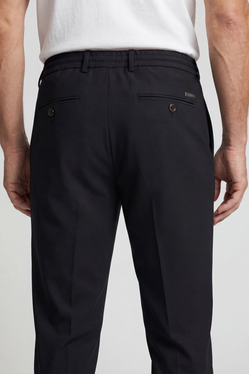 Erkek Lastikli Bağcıklı Spor Jagger Siyah Pantolon - 2