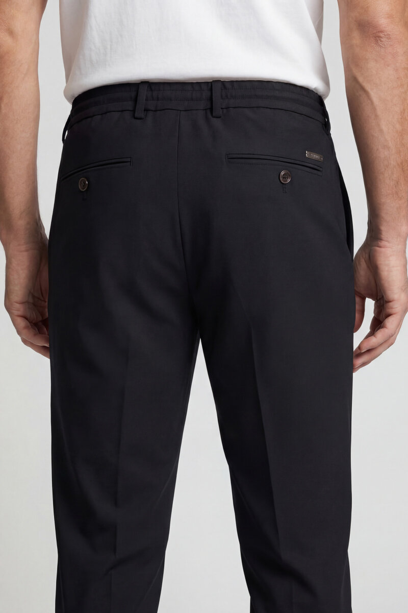 Erkek Lastikli Bağcıklı Spor Jagger Siyah Pantolon - 5