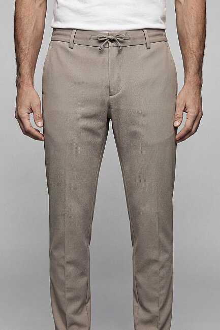 Bej Cepli Fermuarlı Jogger Lastikli Spor Pantolon (1)