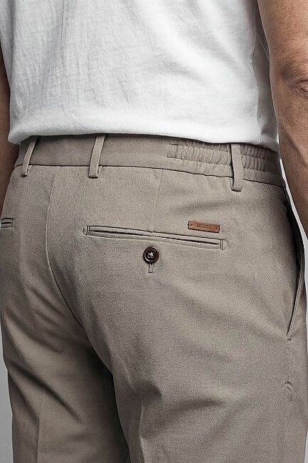 Bej Cepli Fermuarlı Jogger Lastikli Spor Pantolon (4)
