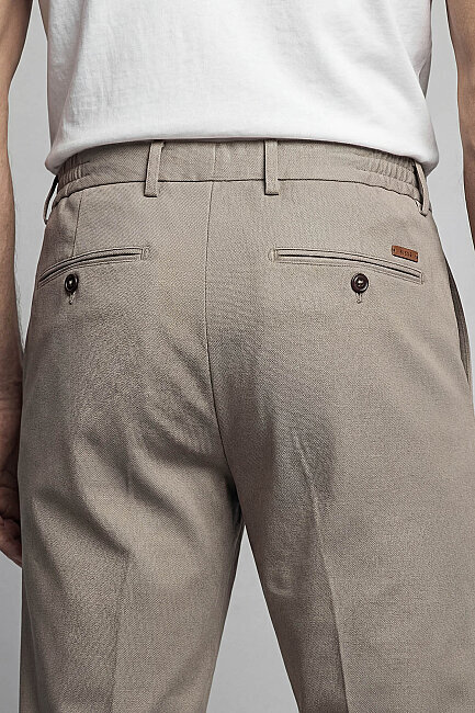 Bej Cepli Fermuarlı Jogger Lastikli Spor Pantolon (2)
