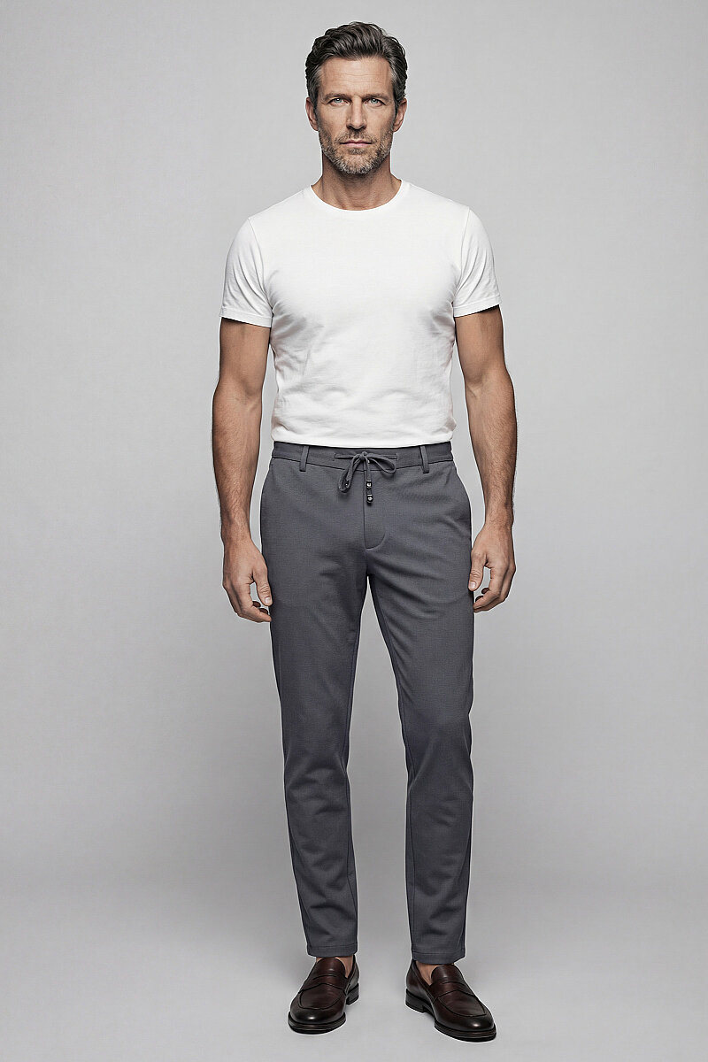 Gri Cepli Fermuarlı Jogger Lastikli Spor Pantolon - 1