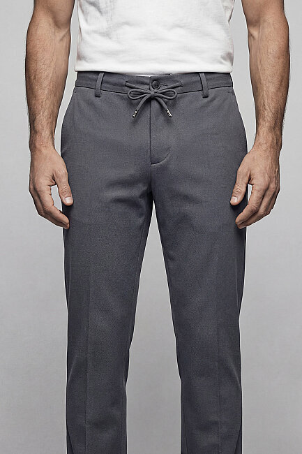 Gri Cepli Fermuarlı Jogger Lastikli Spor Pantolon - 4