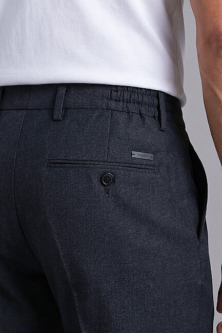 Antrasit Yün Fermuarlı Klasik Jagger Marfi̇l Spor Pantolon - 3