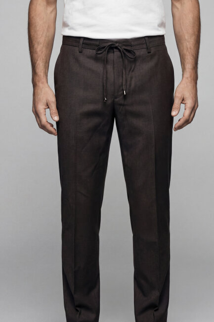 Erkek Jagger Klasik Marfil Kahve Pantolon - 5