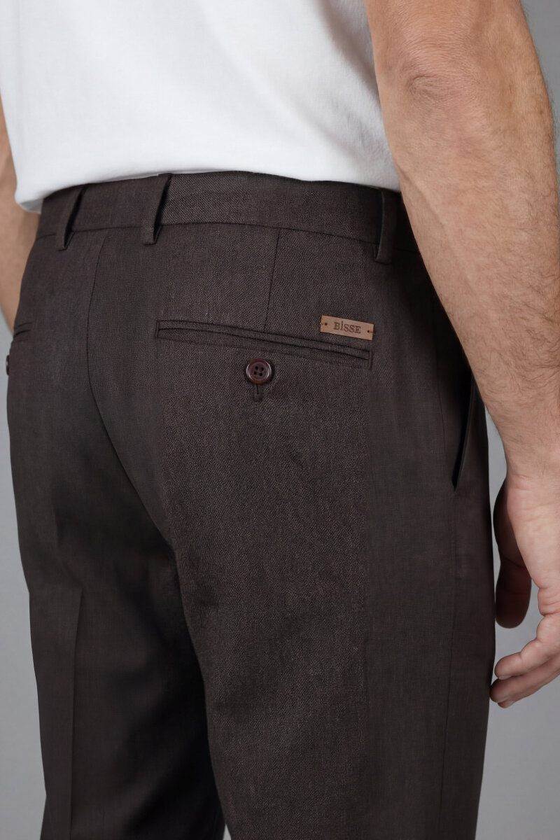 Erkek Jagger Klasik Marfil Kahve Pantolon - 4