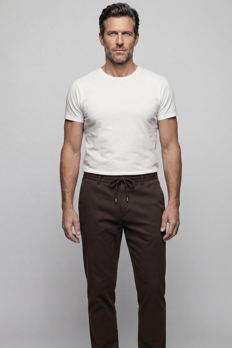 Erkek Jagger Klasik Marfil Kahve Pantolon - 1