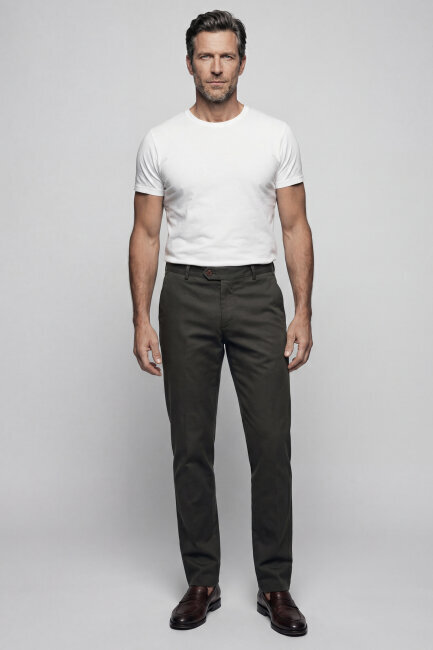 Erkek 4 Cepli Haki Klasik Pantolon