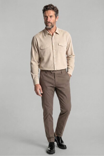 Erkek 4 Cepli Bej Klasik Pantolon - 3