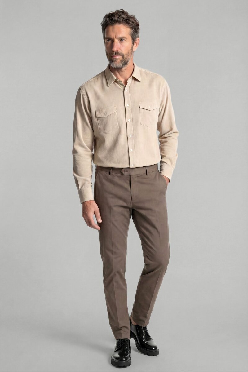 Erkek 4 Cepli Bej Klasik Pantolon - 3