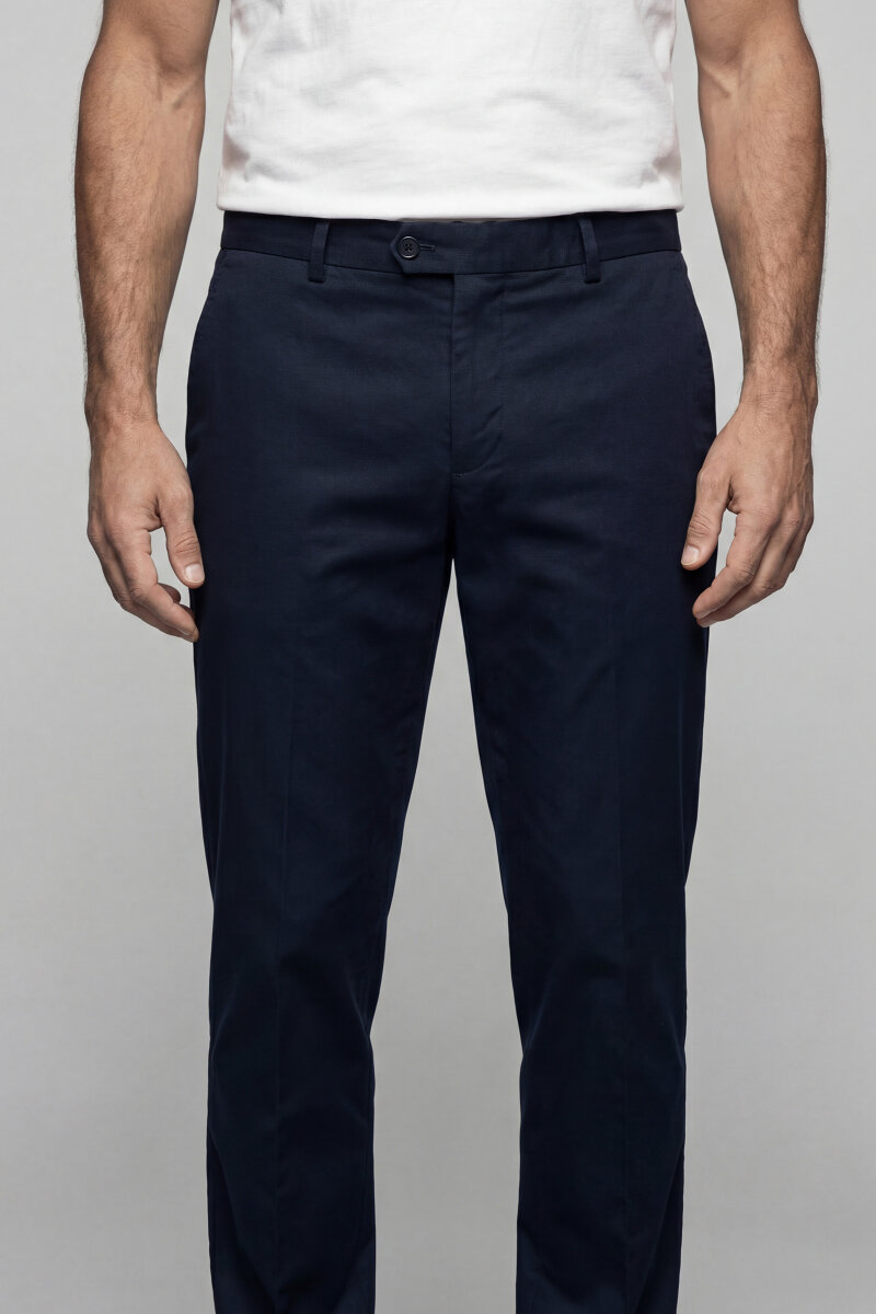 Lacivert Fermuarlı Klasik Saten Spor Pantolon - 5