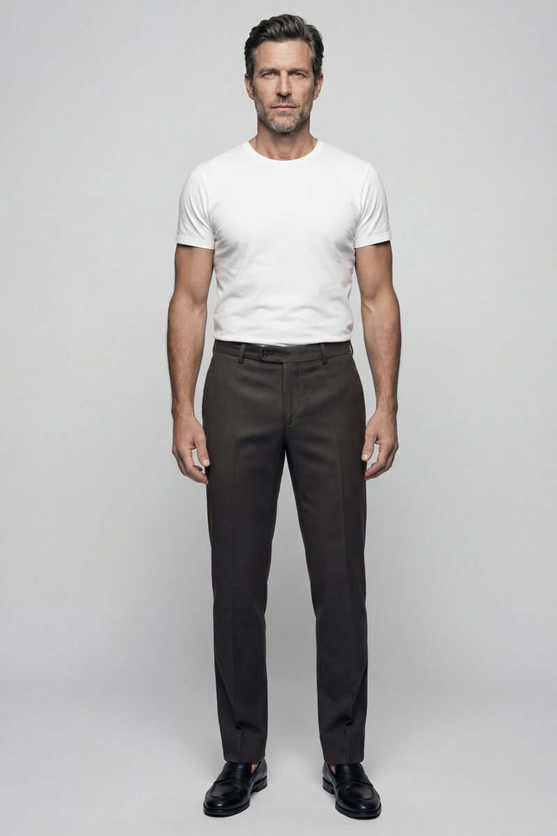 Erkek 4 Cepli Klasik Haki Pantolon - 1