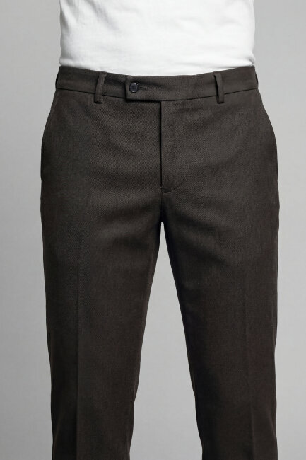 Erkek 4 Cepli Klasik Haki Pantolon - 5