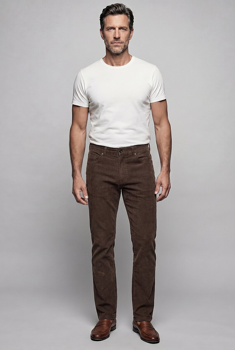 Kadife Fermuarlı Kahverengi Kadifer Spor Pantolon - 5