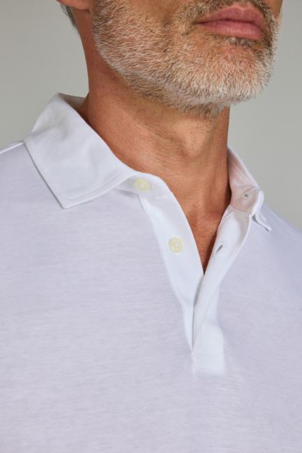 Polo Yaka Beyaz Doğal Pamuk Erkek Tshirt - 5