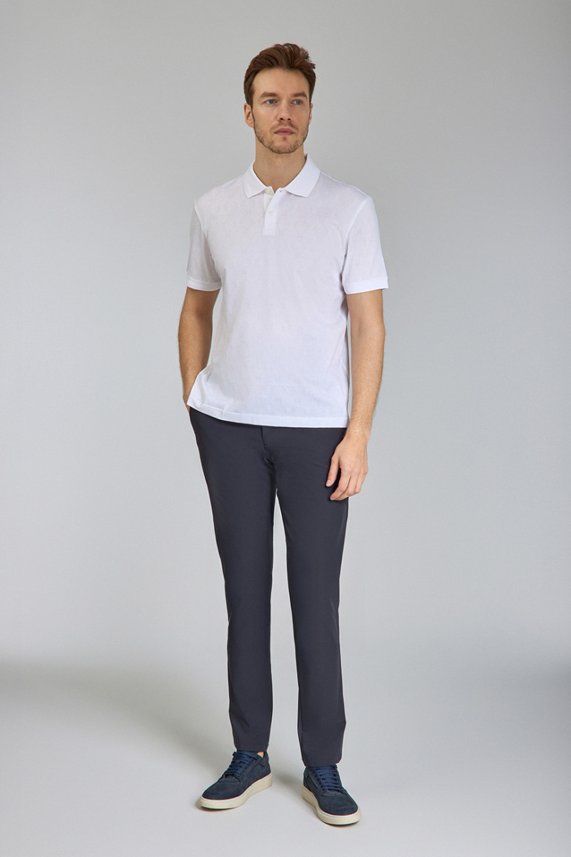 Polo Yaka Düğmeli Beyaz Erkek T-Shirt - 2