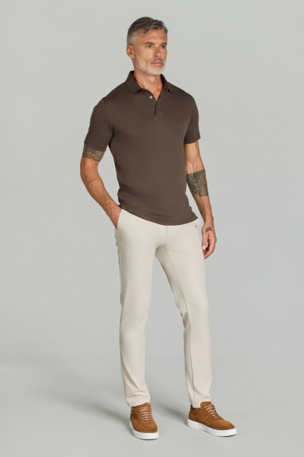 Polo Yaka Kahve Doğal Pamuk Erkek Tshirt - 4