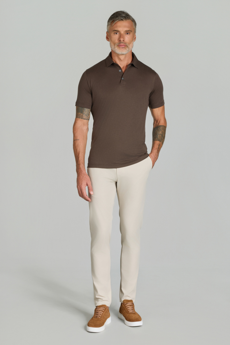 Polo Yaka Kahve Doğal Pamuk Erkek Tshirt