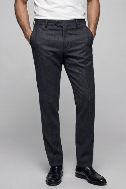 PPNK 25201 FLANEL KLASİK PANTOLON Füme