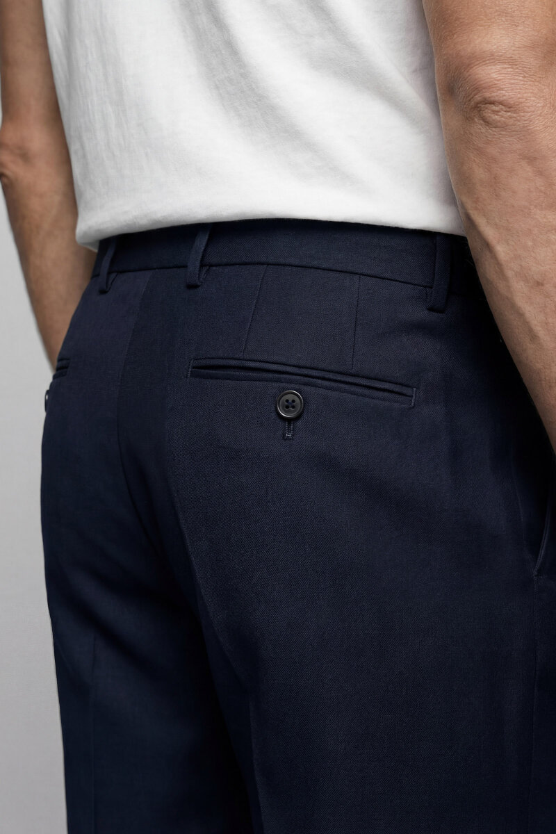 PPNK 25201 FLANEL KLASİK PANTOLON Lacivert - 5