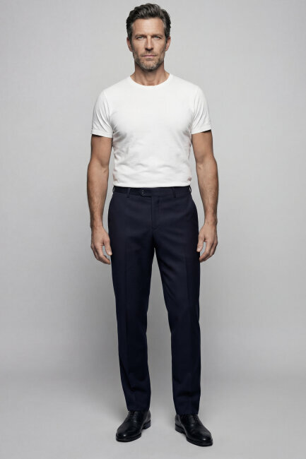 PPNK 25201 FLANEL KLASİK PANTOLON Lacivert - 3