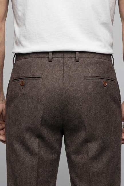 PPNK 25201 FLANEL KLASİK PANTOLON Vizon - 4