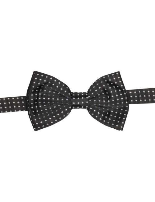 Puantiyeli Siyah Erkek Smokin Papyon