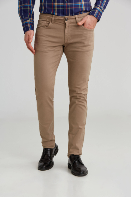 Regular Fit 5 Cepli Camel Gabardin Spor Erkek Pantolon 