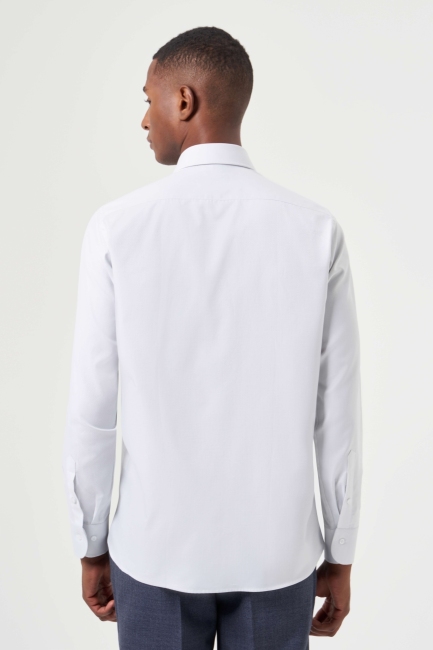 Regular Fit Açık Gri Basic Klasik Erkek Gömlek - 2