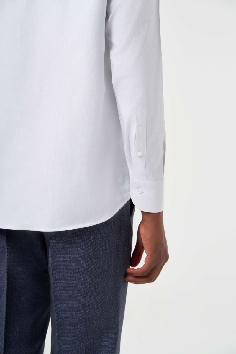 Regular Fit Açık Gri Basic Klasik Erkek Gömlek - 4