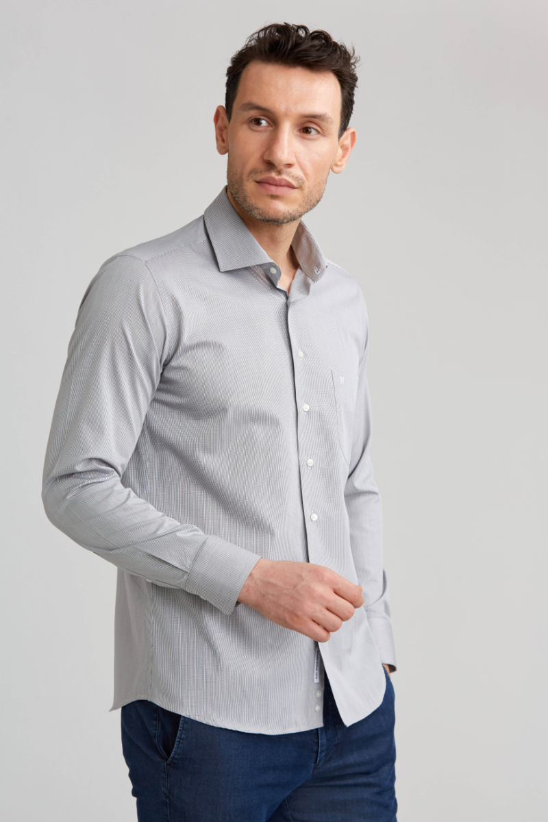 Regular Fit Açık Kahve İtalyan Kumaş Erkek Gömlek - 1