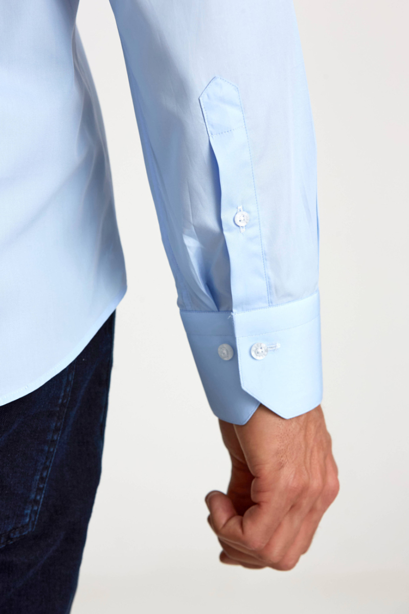 Regular Fit Açık Mavi Klasik Pamuk Erkek Gömlek - 3